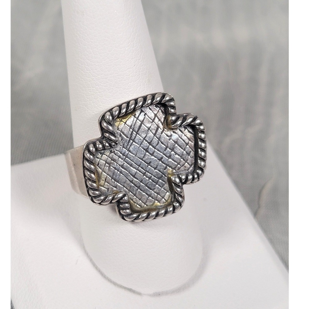 Carolyn Pollack Sterling Silver Ring Woven Rope Cross 925 Size 10.5 Jewelry